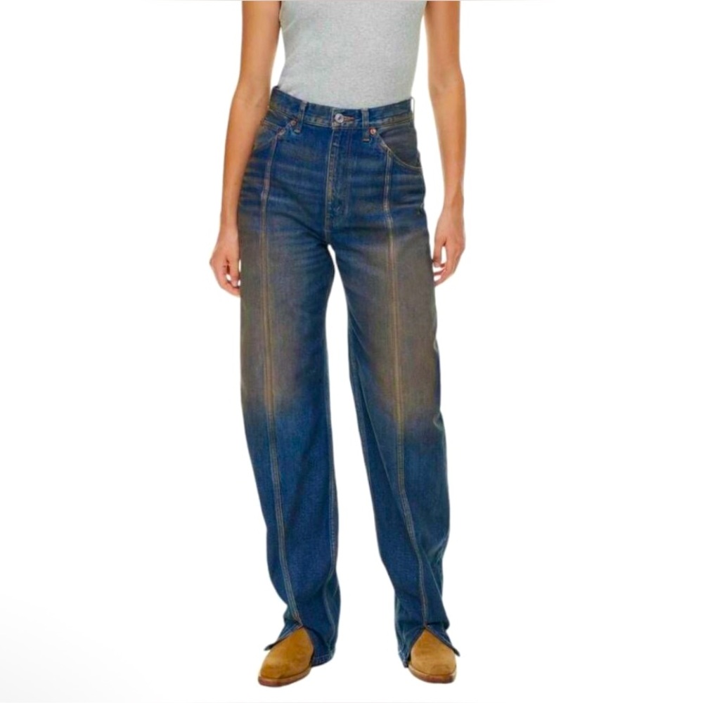 New Re/done Redone 90s Tailored Jeans 26 Active Indigo Carrot Leg